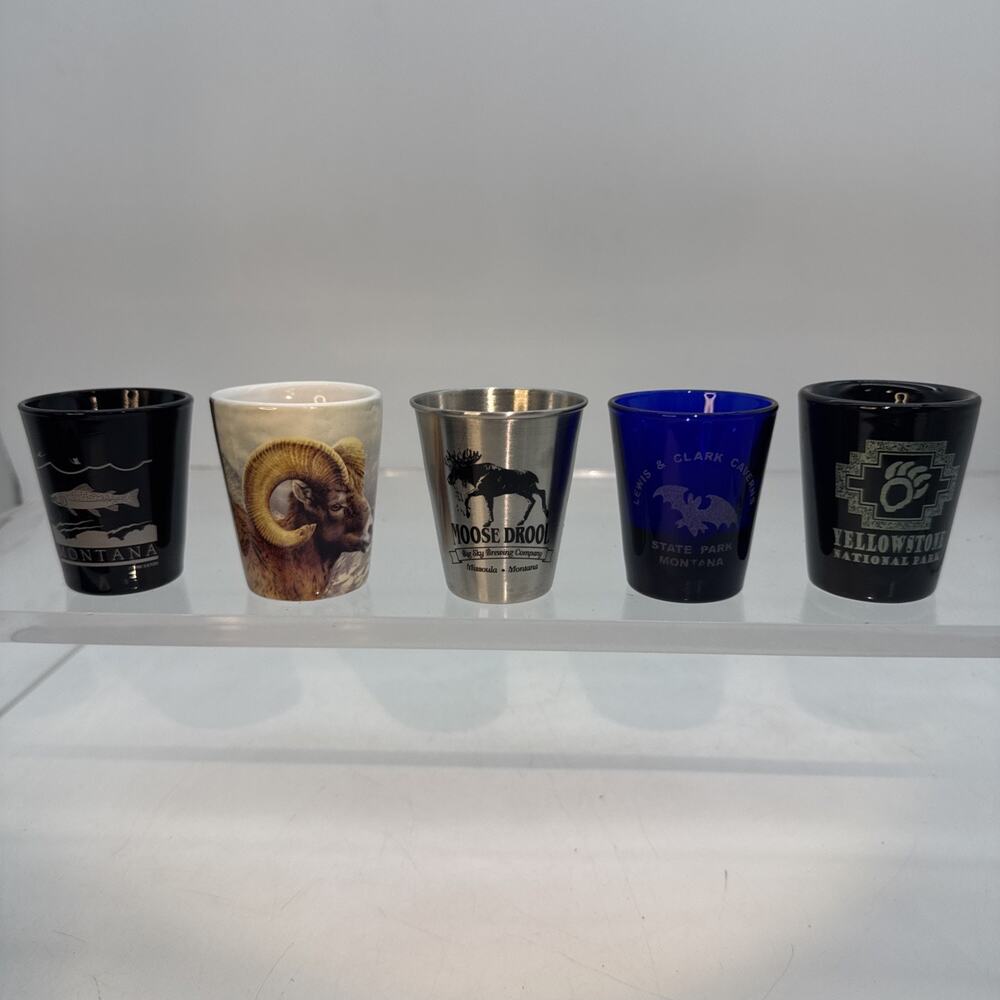 lot of 5 montana souvineer shot glasses